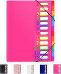 24 Pockets Expanding File Folder Organizer,Accordion File Organizer,A4 Letter Size,Rainbow Tab, for Home/Office/School Document Organizer (Rose Pink)