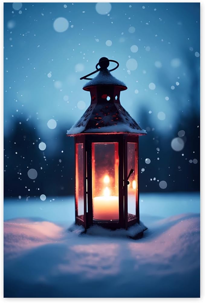 GUAIEUW Winter Candlelight Diamond Painting Kits DIY 5D Crystal Full Round Diamond Painting, Handmade Art for Living Room Home Wall Decor Birthday Gift 20x24 Inch