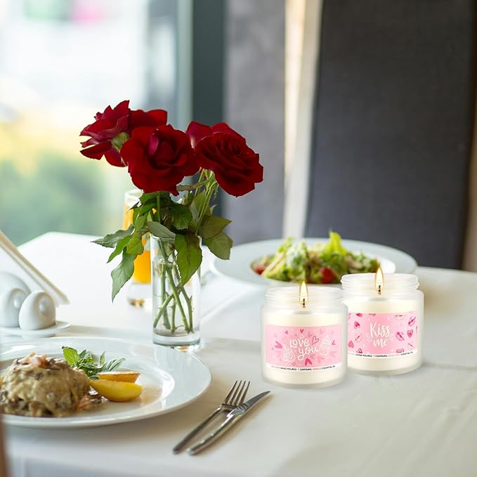 Valentine's Day Pink Scented Candles-12Pcs 3.5oz Each-Natural Plant Essential Oils & Cotton Wick, Aromatherapy Candle for Relaxing Stress Relief, Home Decor & Romantic Gifts for Her.