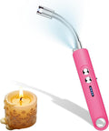 Lighters for Candle,Flameless Plasma Arc Electric Lighter USB C Rechargeable, Long Flexible Neck with Safety Switch for Birthday, Fireplace, Stocking Stuffers Gifts(Pink)