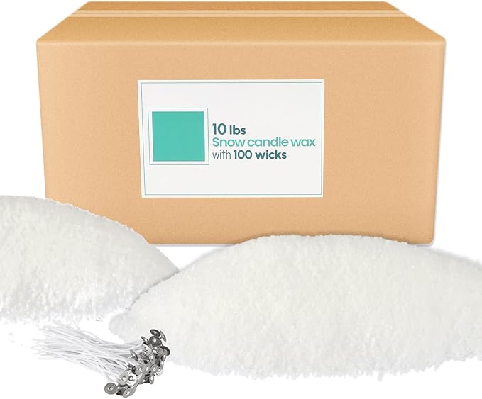 pliadvbu 10 lb Wax Sand DIY Pearl Candle Kit, 100 Wicks, Natural Pearl Wax, Reusable, Unscented Powder for Making, Weddings and Parties