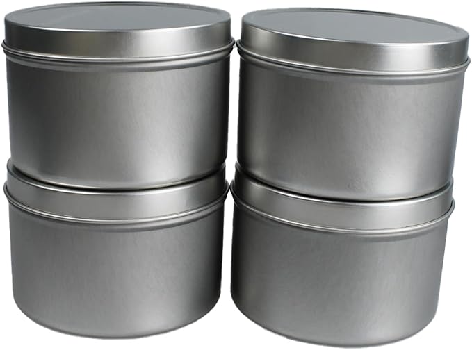 JAKOUE 4 pcs Candle Tins,8oz Metal Tins,Candle Containers for Candle Making,Arts Crafts,Storage Container,Storing Spices,80mm*60mm/3.15"*2.36"