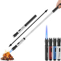 Torch Extendable 3 Feet Extra Long Flame Ignitor for Fireplace Stove Candle Lighter for Pilot Light, Grilling, Camping Firepit, Kitchen, Outdoor BBQ (Silver)