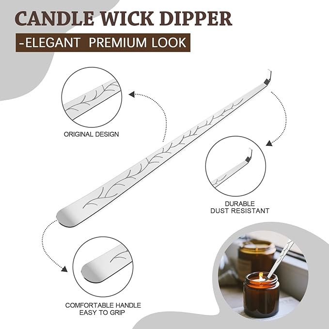 6 in 1 Candle Accessory Set,Candle Wick Trimmer Cutter,Candle Wick Dipper,Candle Wick Snuffer, Rechargeable Candle Lighter,Storage Tray Plate,Tweezers,Stainless Steel Candle Care Kit Home Gift