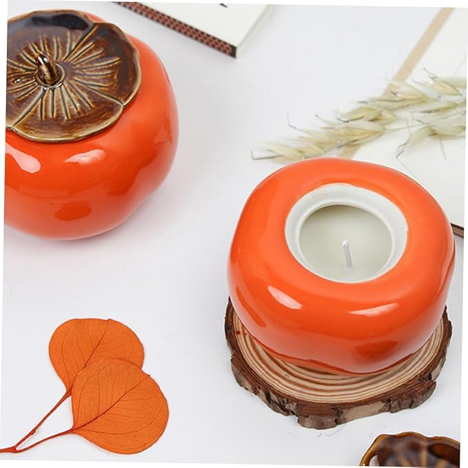 DIY Scented Candle Cup Ceramic Mason Jar Holder Persimmon Shape Craft Candle Container