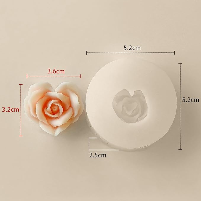 2 Pack Flower Succulent Candle Mold - Rose Heart - Resin Casting Silicone Molds for Home Decor & Candle Making Wave Spiral Mold