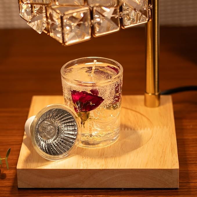 Candle Warmer Lamp with Timer and Dimmer, Electric Wax Warmer Height Adjustable,Table Light Imitated Crystal Shape No Flame with 2 Bulbs,Home Bedroom Decor, Birthday Gifts for Women Mom