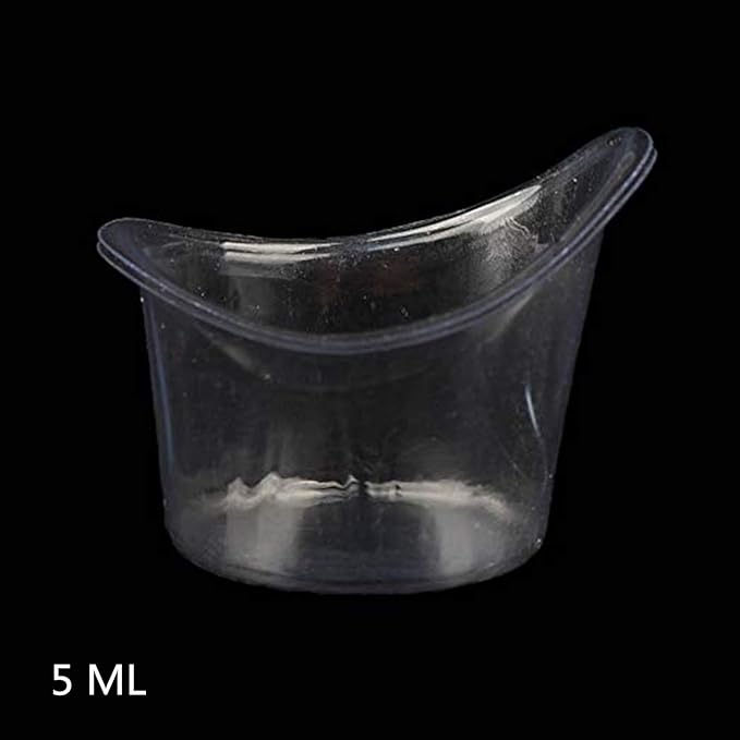YouU 100 Pcs Non Sterile Disposable Plastic Eye Wash Cups Portable Disposable Measuring Cup 5ml Eye Flush Cleaning Cups Vials for Storage or First Aid Kit Use