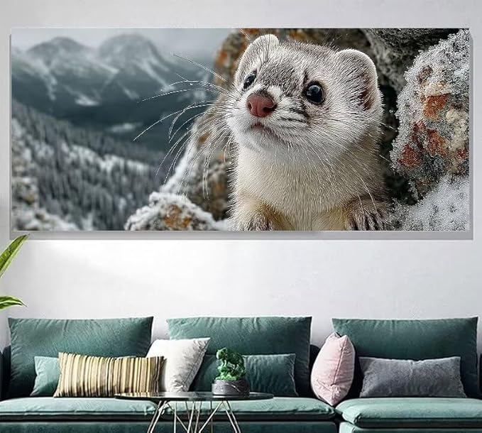 Paint by Numbers Kit for Adults Animal Painting by Numbers Snow DIY Kits for Adults Canvas Oil Painting Crafts, Hobbies for Women Beginner for Home Wall Decor Art Gifts Without Frame 28x56 Inch Y-V216