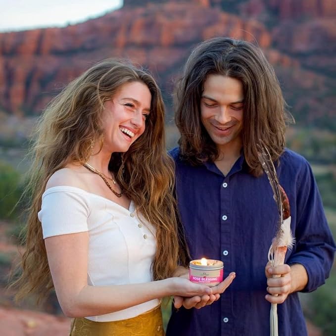 Rose Smudge Candle (6oz) Love and Healing – Energy Cleansing Candle - Real Sage & Essential Oils – Spiritual for Protection, Meditation & Manifestation – Soy-Based - Made in The USA