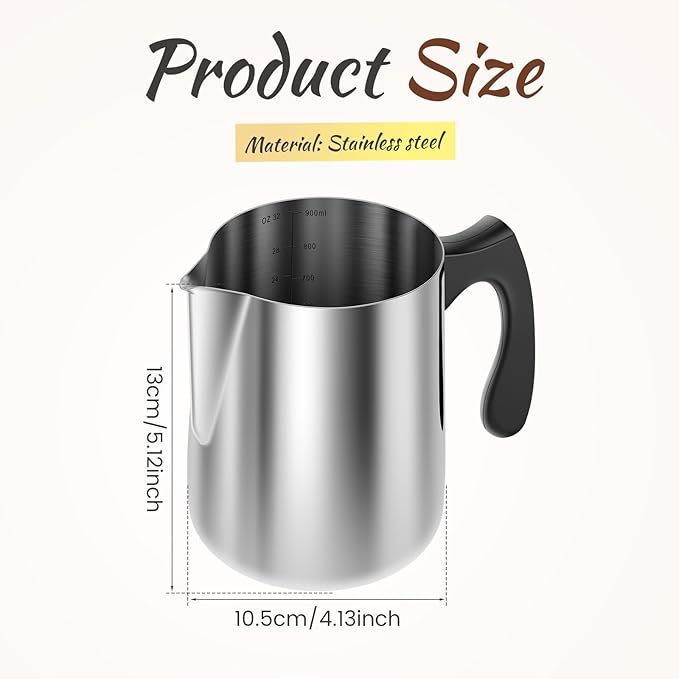 32 oz Stainless Steel Candle Making Pouring Pot, Wax Melting Pouring Pitcher with Insulated Plastic Handle and Dripless Spout for Candle Lover(black)