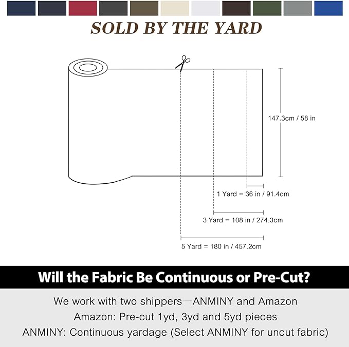 ANMINY 100% Waterproof Outdoor Fabric 3 Yards, 58" W 600D Marine Canvas Fabric with PVC Backing, Ripstop Upholstery Material by The Yard for Furniture Boat Covers Tent Awning, Light Gray