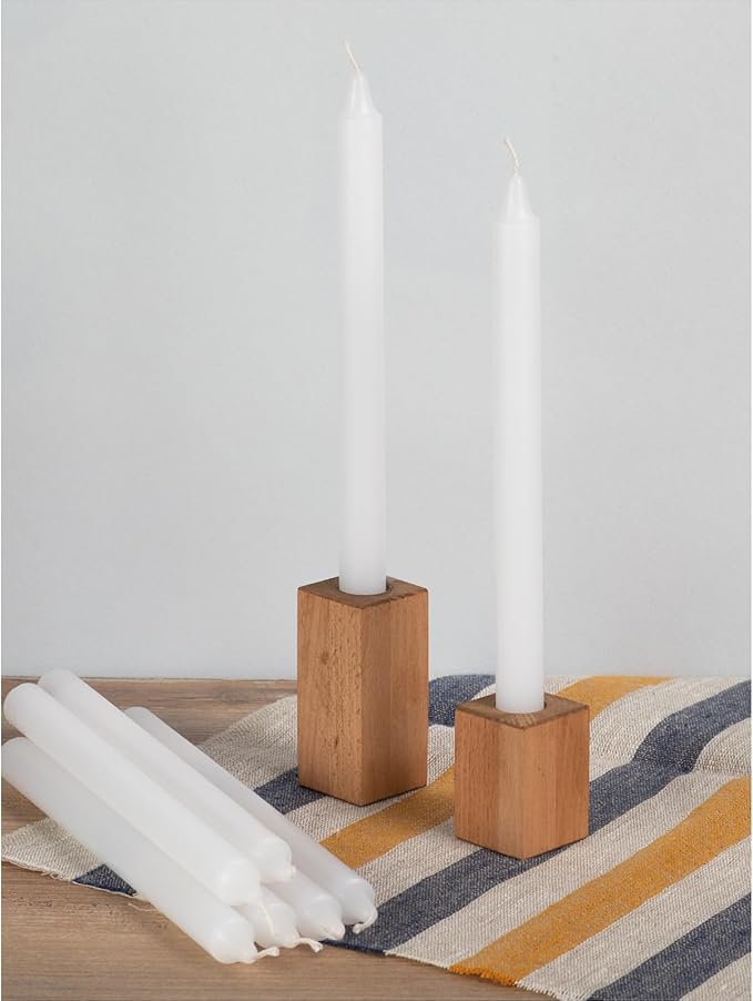 CANDWAX White Taper Candles Pack of 12 - Slow Burning Dripless Unscented Straight Candles 12 inch - Ideal for Dinner Table - Smokeless Long Candlesticks