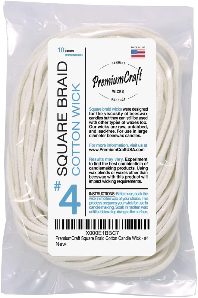 Square Braid Cotton Candle Wick - #4