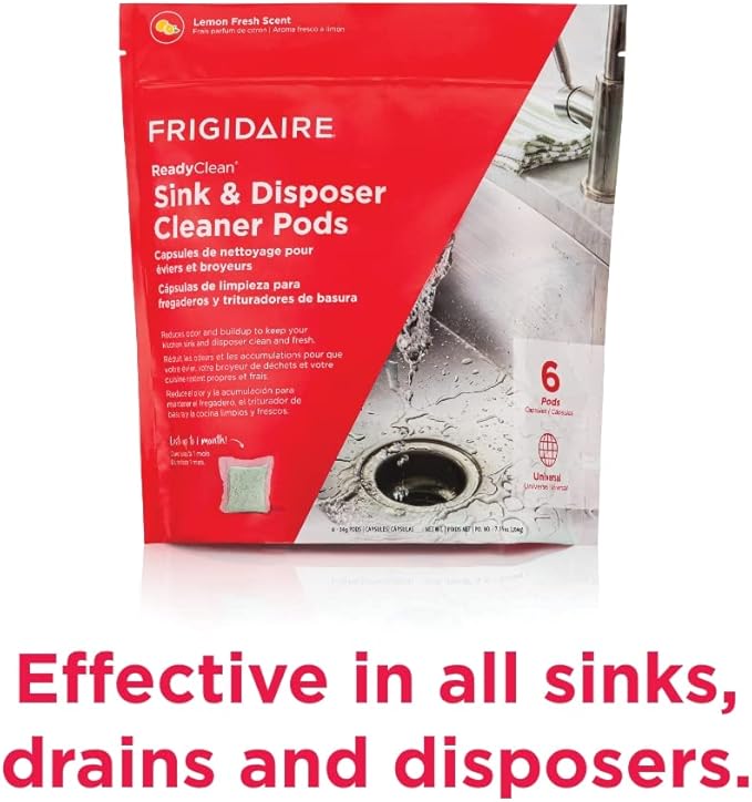 Frigidaire ReadyClean Probiotic Sink and Disposer Cleaner 6 Pods, Tablet, White, 6 Count