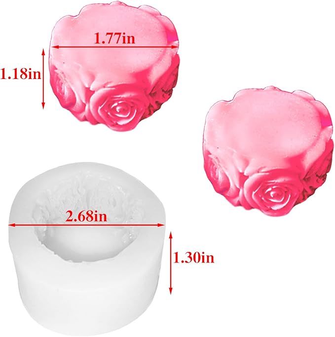 2PCS Rose Silicone Molds, Candle & Soap Molds for DIY Handmade Peony Flower
