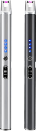 2 Pack Electric Candle Lighter USB Rechargeable Lighters Windproof Plasma Arc Lighters Flameless Type C Long Lighter with Safety Switch for Candle BBQ Camping Birthday Fireworks