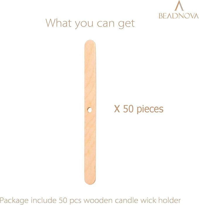 BEADNOVA Candle Wick Holders for Candle Making Wooden Wick Holder 50 pcs Centering Device Bar for DIY Making