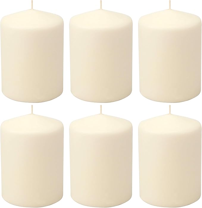 Stonebriar 35 Hour Long Burning Unscented Pillar Candles, 3x4, Ivory