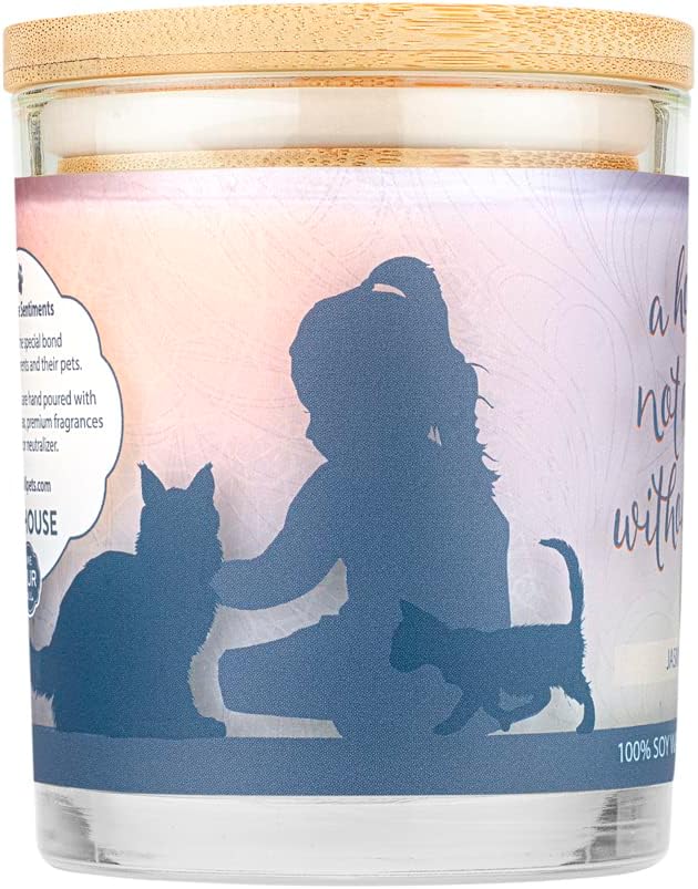 One Fur All Pet House Sentiments Candle - Jasmine Lilly - Gift for Pet Lover - Pet Odor Eliminator Candle - Plant-Based Wax Candles - Non-Toxic - Pet-Friendly