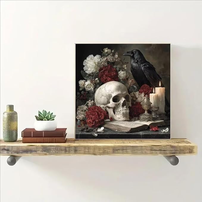 Diamond Art Kits for Adults Skeleton Diamond Painting Kit Candle, DIY Crafts for Adults 5D Full Square Drill Gem Art Embroidery Painting Kit for Home Wall Decor, Birthday Girl 39.4x39.4inch 0-6935