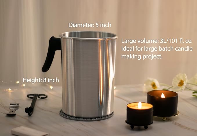 Candle Making Kit, 5 lb Soy Flakes, 2X 101oz Wax Melting Pot, Candle Wicks, Wick Stickers, Centering Device Vegan Cruelty Free