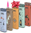 MK Lighter Outdoor Series Alpine Set 5-Pack Assorted Design Multipurpose Refillable, Windproof Flame, Slip Guard Candle & BBQ, Prepping & Camping Supplies, Survival Lighters (Trail Blazer 5PC)