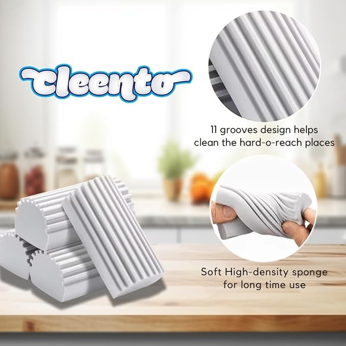 Damp Duster Cleaning Sponge, Multi-Surface Dust Cleaner Magic Eraser for Blinds, Hair, Glass, Mirrors, Car, Baseboards & Window Grooves - All Purpose, Reuseable Household Supplies (2 Pack)