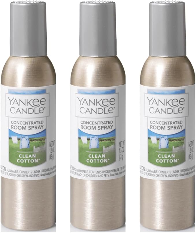 Yankee Candle Concentrated Room Spray, Clean Cotton, 1.5 OZ (Pack of 3)