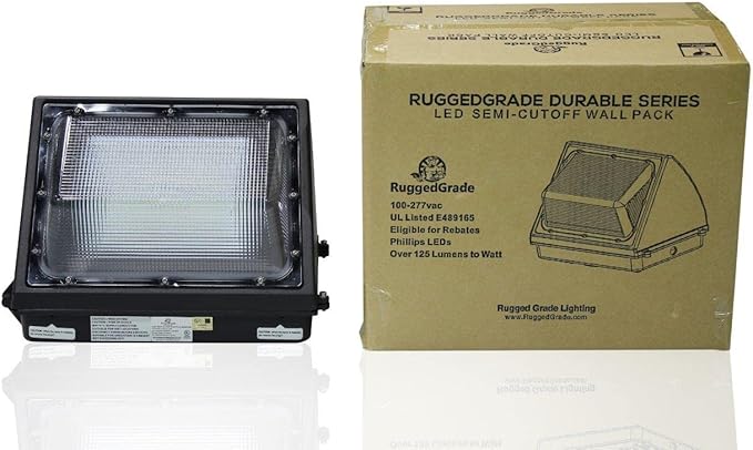RuggedGrade 200W LED Wall Pack - Durado II Series - 26,000 Lumens - Semi Cut-Off with Photocell - 3000K Warm White - Outdoor LED Wall Light - Bronze Housing - DLC 5.1 Premium