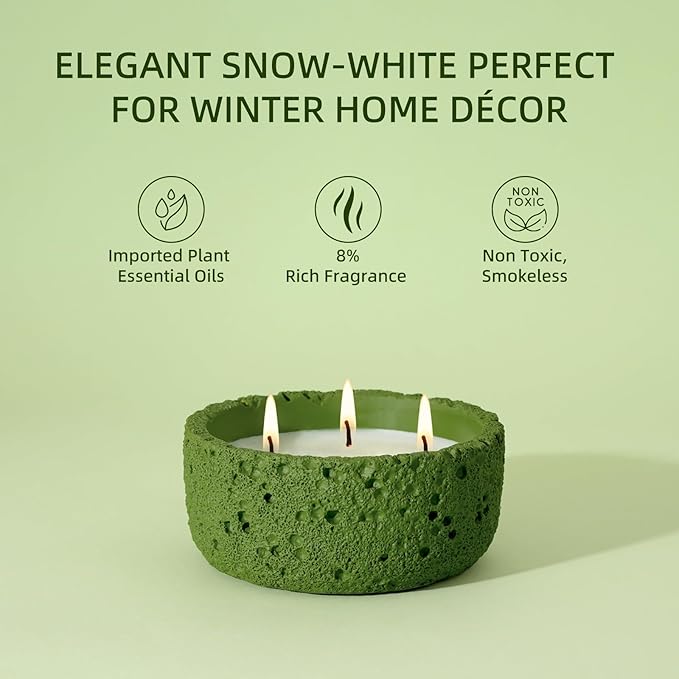 Viyffo 20oz Large Scented Candle – Woodland Breeze, 3 Wick Non Toxic Soy Candles for Women and Men, Elegant Matte Green Ceramic Jar, Luxury Home Fragrance, Elegant Outdoor Décor & Spring Gift