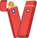 Electronic Lighter, Smart USB Rechargeable Lighter, Cool Electric Lighter Portable Dual Sided Ignition Windproof Flameless Lighter Lightweight Plasma Lighter for Indoor Outdoor(Red)