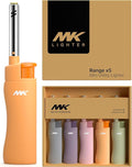 MK Candle Lighter, Butane Refillable Wind-Resistant Flame, 5-Pack for BBQ, Camping, Outdoor Use (New Pastel-5pc)