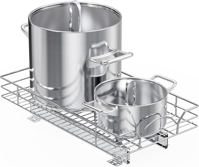 LOVMOR Pull Out Cabinet Organizer and Storage 11" W x 18" D, Slide Out Shelves for Kitchen Cabinets