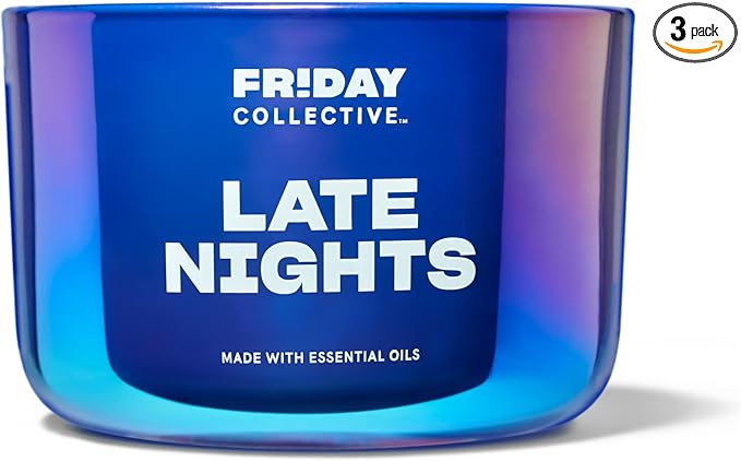 Friday Collective Late Nights Candle Floral Scented Made with Essential Oils 3 Wicks 13.5 oz