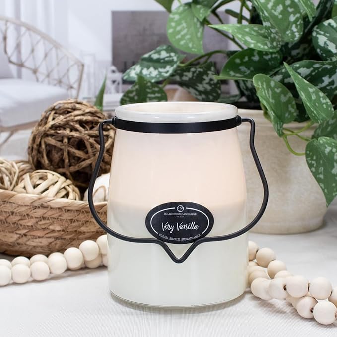 Milkhouse Candle Company Very Vanilla Soy Candle - Buttery | Vanilla | Cream Scented - 22 oz Butter Jar with Lid, 120+ Hour Burn Time, Made in The USA