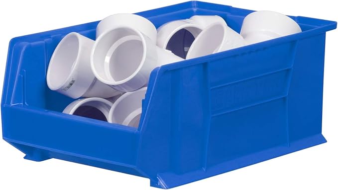 Akro-Mils 30281 Super-Size AkroBins Plastic Storage Bins, Space-Saving Stackable Bins for Garage, Classroom, Warehouse Organization, 20" L x 12" W x 8" H, Blue, 3-Pack