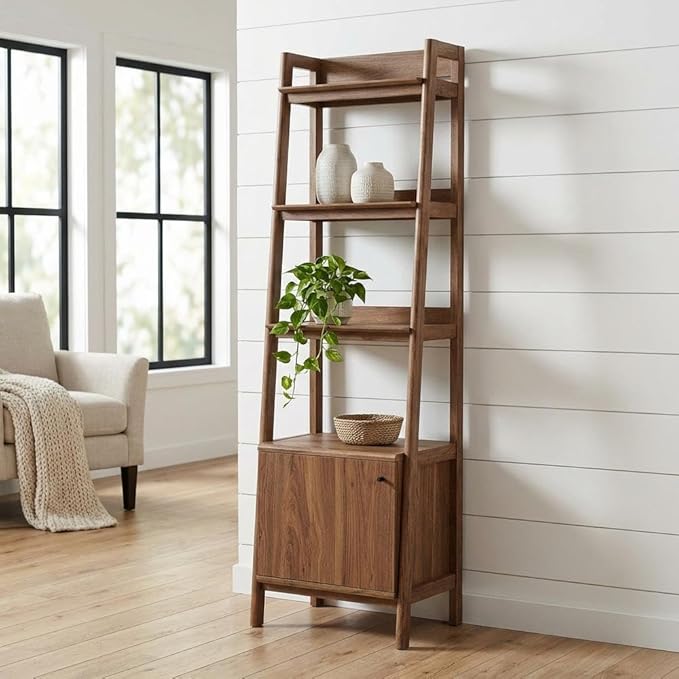 Furnifact Walnut Bookshelf with 21-inch Height, Sleek Wood Construction, Modern Design, Sturdy Stand, Stylish Storage Solution for Living Room, Home Office