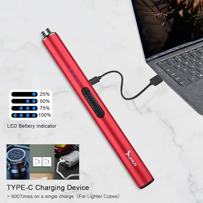 SUPRUS Electric Lighter Arc Windproof Flameless USB Rechargeable Lighter with Safety Lock