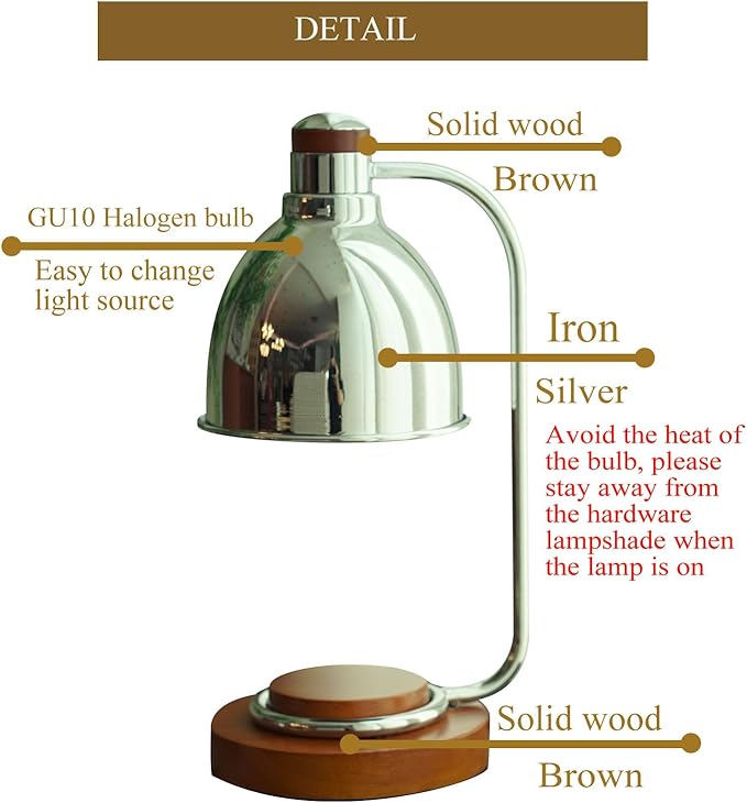Candle Warmer Lamp with Timer Dimmable, Solid Wood Base, Home Room Decor, Birthday Gifts for Women Mom, Bauhaus Style Wax Warmer Lamp for Jar Candles with 2 Bulbs (Brown)