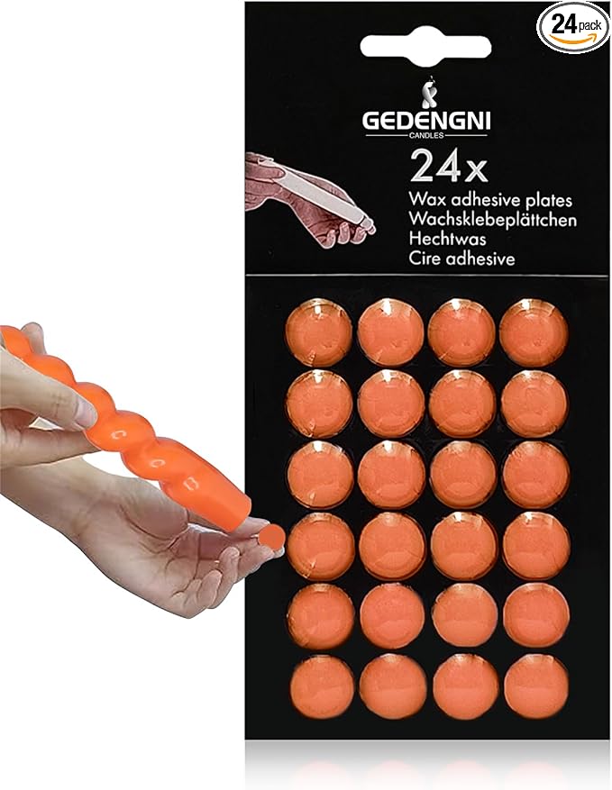 Taper Wax Dots - 24pcs Spiral Sticky Dots White Adapter Small Candles Adhesive, Soft Wax for Any Holder Accessories - Orange