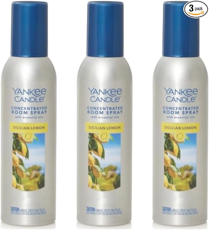 Yankee Candle Concentrated Air Freshener Room Spray, Odor Eliminator for Home, Bathroom, Sicilian Lemon, 1.5 Oz (Pack of 3)