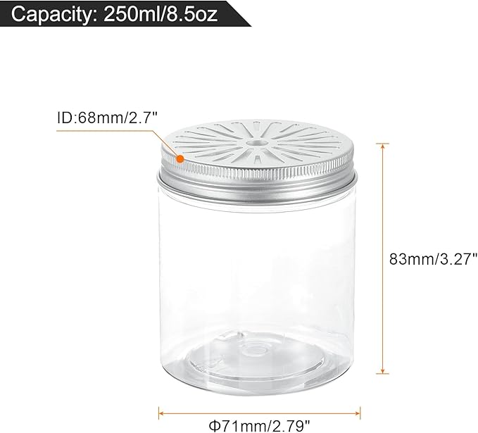 HARFINGTON 12 Pcs Empty Scent Beads Storage Container 8.5oz/250 Air Freshener Tins Round Refillable Spice Containers Plastic Jars Sample for Air Freshener Candles Travel Storage