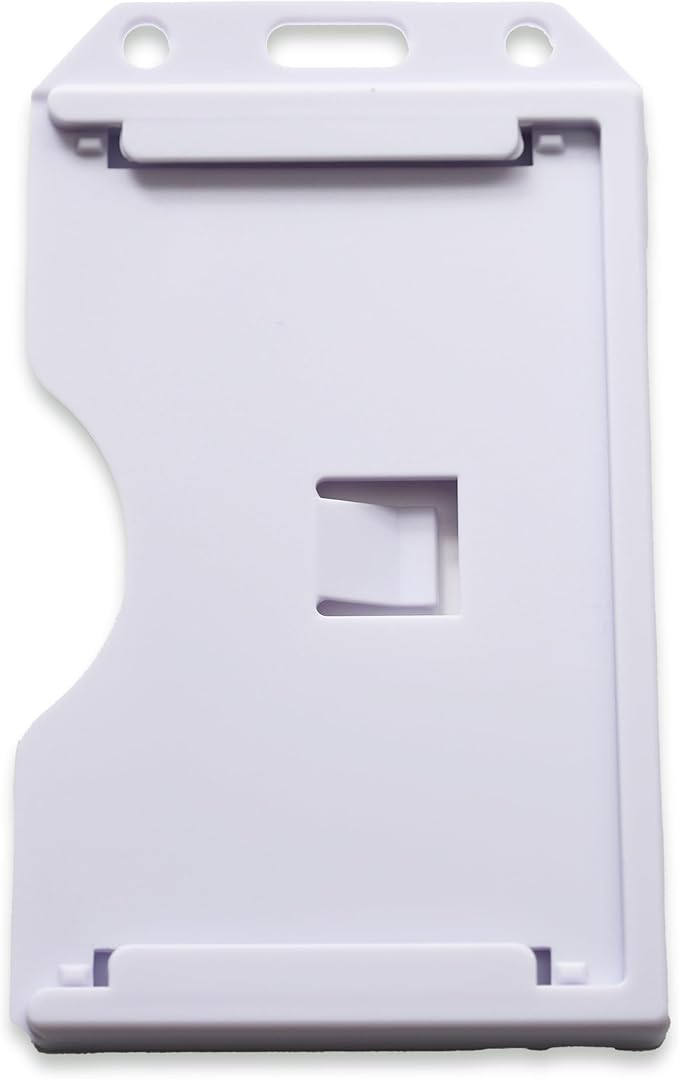 Bulk 50 Pack - Heavy Duty 2-Sided Rigid Multi Card Holder - Hard Plastic Vertical ID Badge Holders for 2 Standard or Thick Prox Cards, Fuel Card, CAC, Work Badge, Credit Cards by Specialist ID (White)