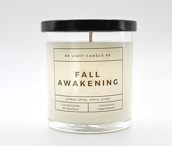 Scented Candles Clearance | Purpose-Driven Soy Candles | Fall Scented Candles for Home | 8oz Long Lasting Candle Non-Toxic | Candle Gift | Be Light Candle RE (Fall Awakening)