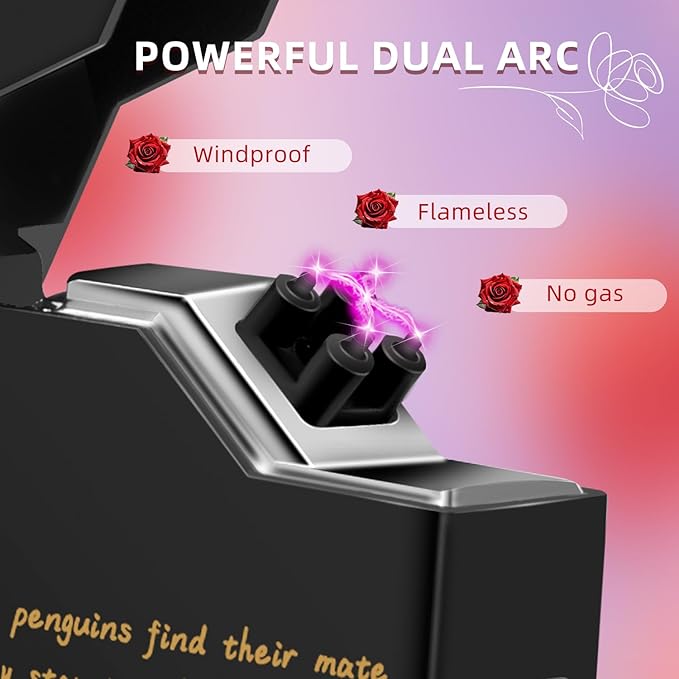 LcFun Electric Lighter USB Rechargeable, Valentines Day Gifts for Him Her, Romantic I Love You Gifts for Boyfriend Girlfriend Wife Husband Valentines Gifts for Men Women Couple