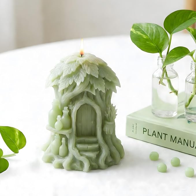 XIAOSHUI 3D Fairy Forest House Candle Molds Tree House Candle Silicone Mold for Candles Making Resin Casting Aromatherapy Candles Gypsum Craft Home Decorate