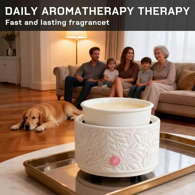 ElusiaKa Wax Melt Warmer 3-in-1 Electric, Ceramic Wax Burner for Scented Wax, Scented Wax Melter & Essential Oil Burner for Home Aromatherapy, White