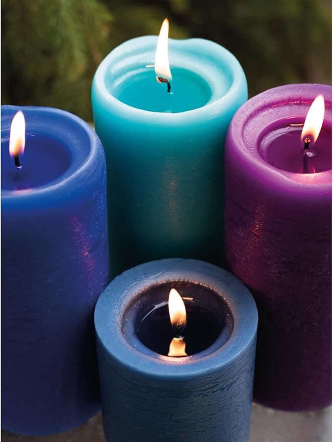 CANDWAX 3x4 inch Pillar Candles Set of 3 – Unscented Dripless Rustic Burgundy Candles for Weddings, Decor, Centerpieces