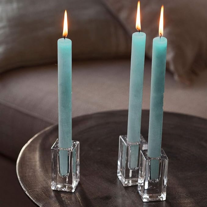 Spaas 12 x 12 Rustic Unscented Household Candles, Paraffin Wax Emerald Green, D 21 mm x H 250 mm
